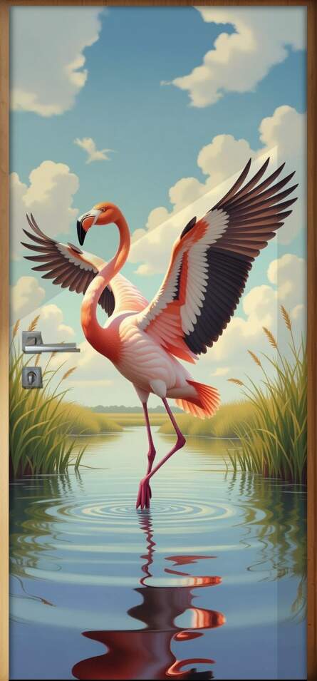 Adesivo de Porta Flamingo