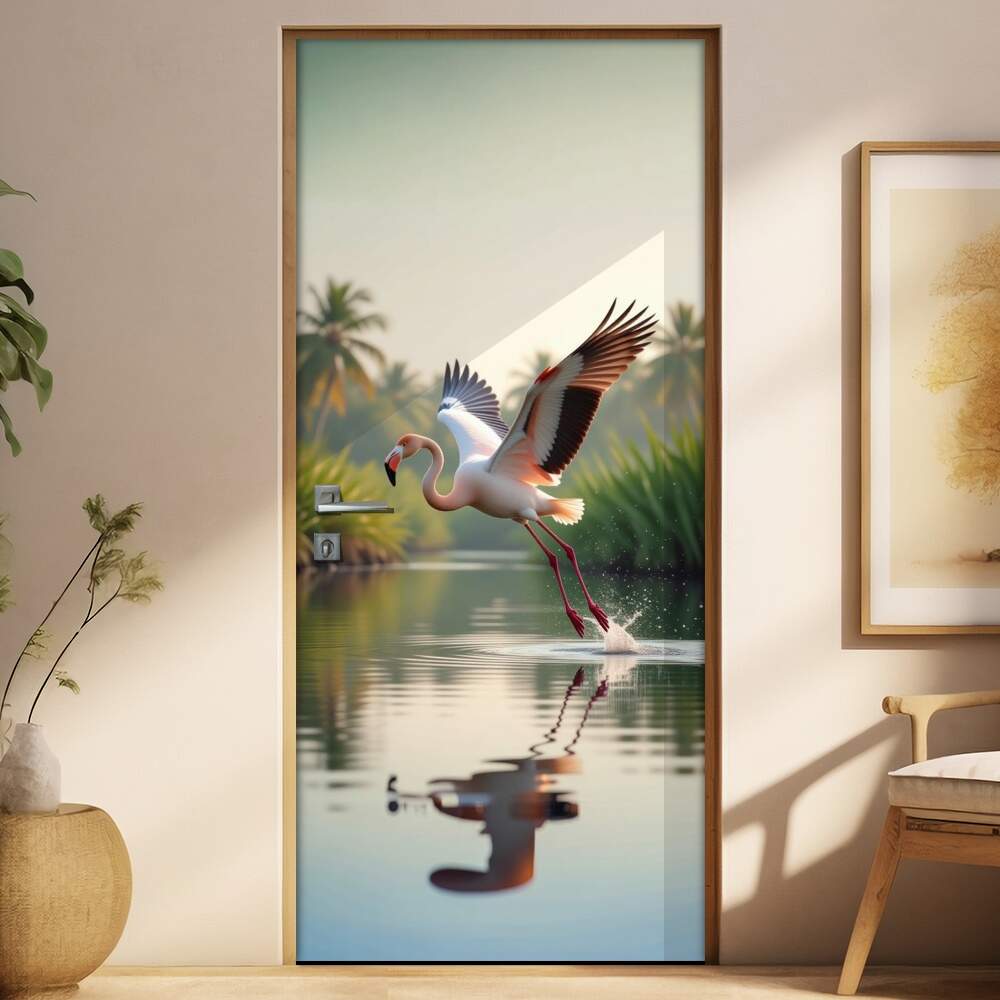 Adesivo de Porta Flamingo