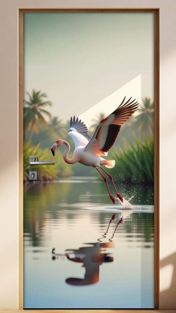 Adesivo de Porta Flamingo