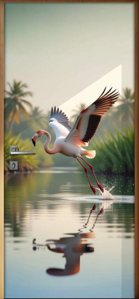 Adesivo de Porta Flamingo