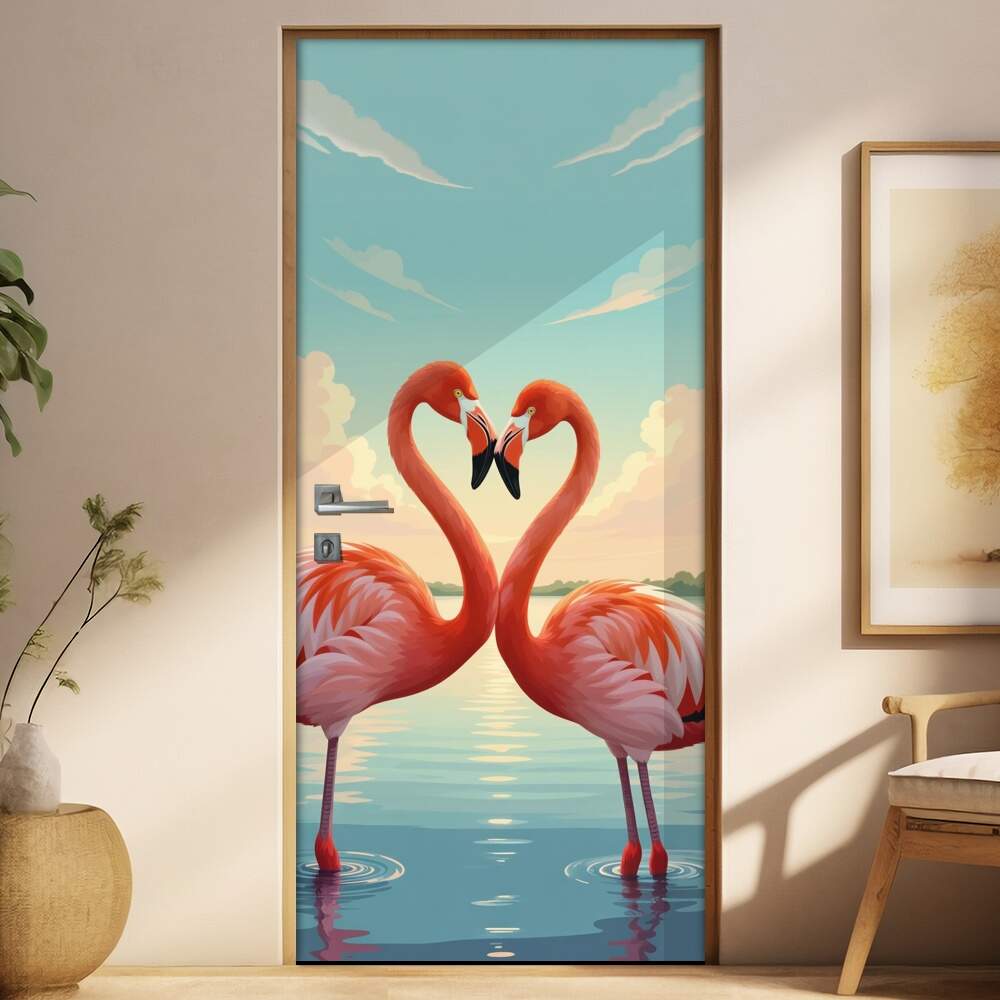 Adesivo de Porta Flamingo