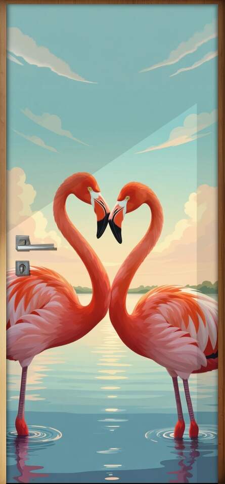Adesivo de Porta Flamingo