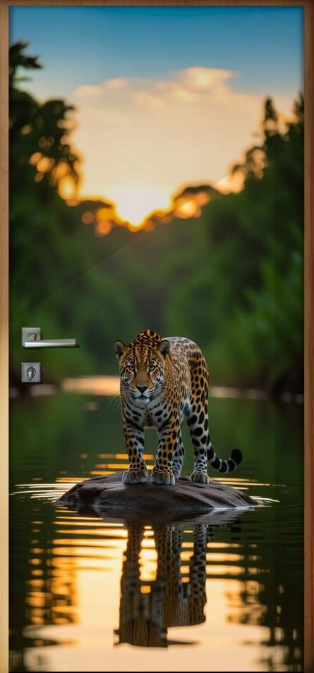 Adesivo de Porta On�a Pintada