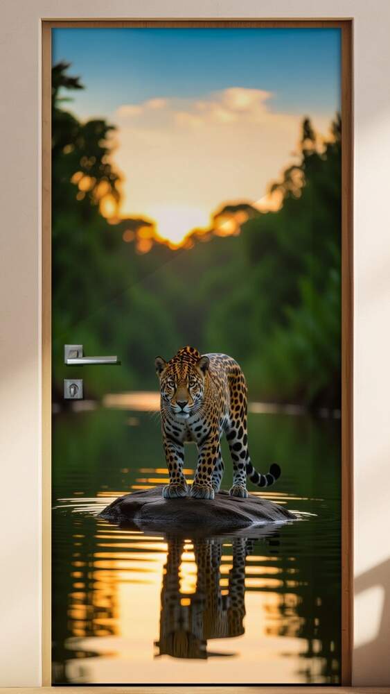 Adesivo de Porta On�a Pintada