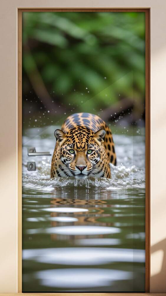 Adesivo de Porta On�a Pintada