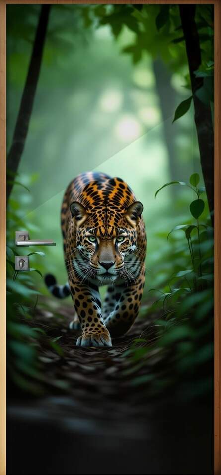 Adesivo de Porta On�a Pintada