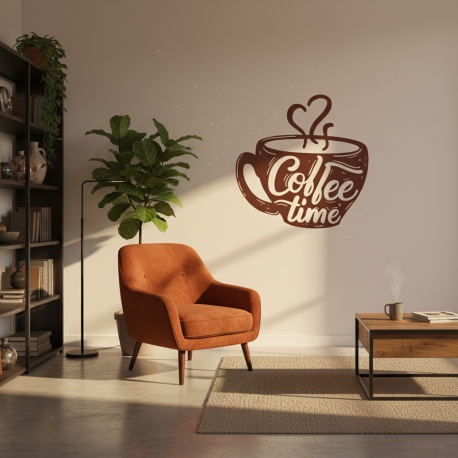 Adesivo de Parede para Cozinha Hora do Caf Coffe Time