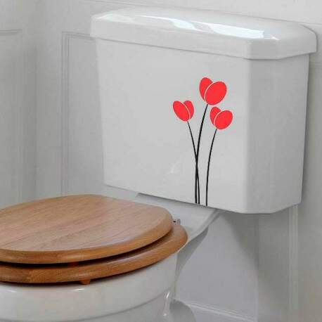 Adesivo de Banheiro para Vaso Acoplado Flores
