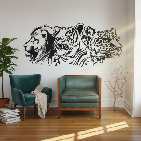 Adesivo de Parede Leo Tigre e Ona