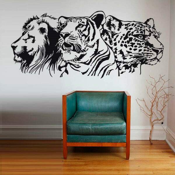 Adesivo de Parede Leo Tigre e Ona