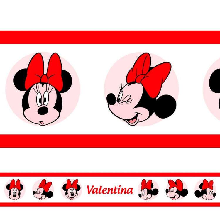 Adesivo de Parede Faixa com Nome Minnie 2 Vermelha