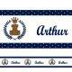 Adesivo de Parede Faixa com Nome Ursinho Azul Escuro