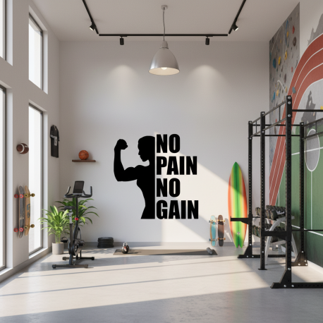 Adesivo de Parede para Academia No Pain No Gain Mulher