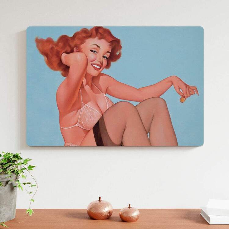 Placa Decorativa Pin-Up Mulher Feliz