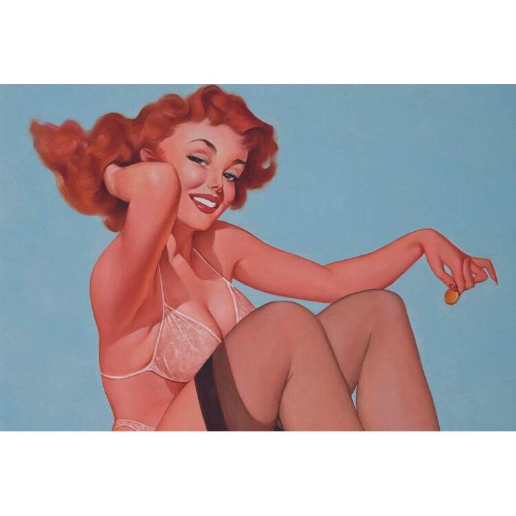 Placa Decorativa Pin-Up Mulher Feliz