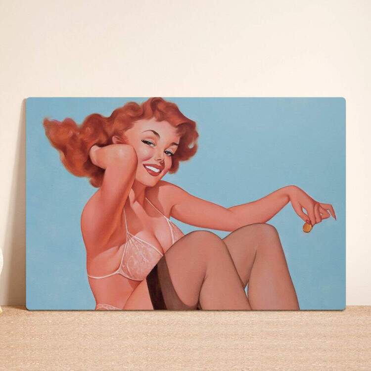 Placa Decorativa Pin-Up Mulher Feliz