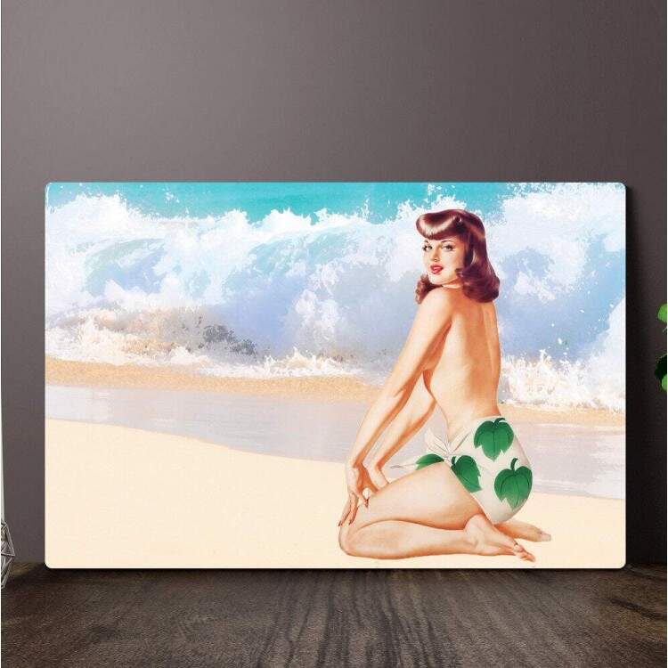 Placa Decorativa Pin-Up na Praia 2