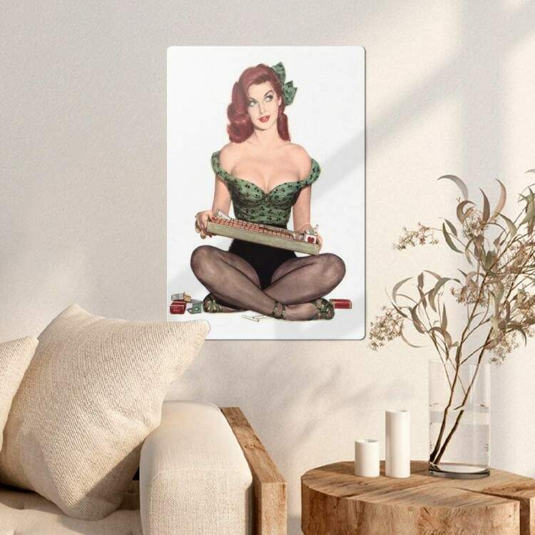 Placa Decorativa Pin-up com Cigarros