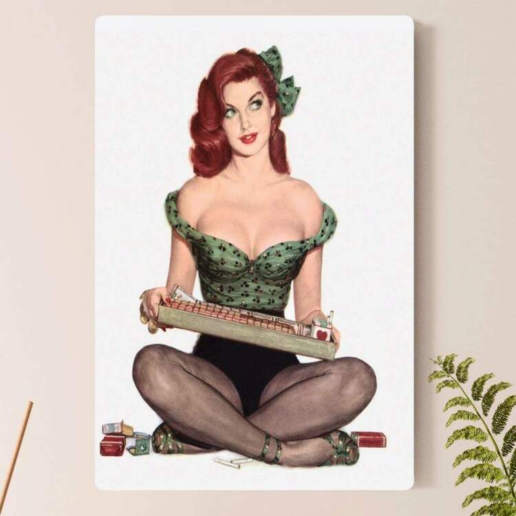 Placa Decorativa Pin-up com Cigarros