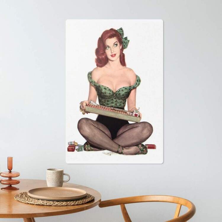 Placa Decorativa Pin-up com Cigarros