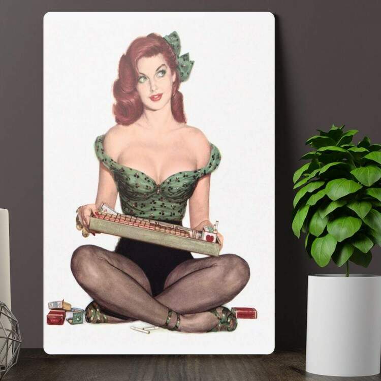 Placa Decorativa Pin-up com Cigarros