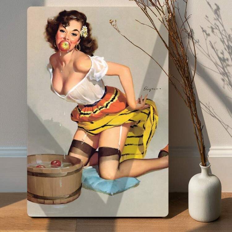 Placa Decorativa Pin-up Comendo Maa