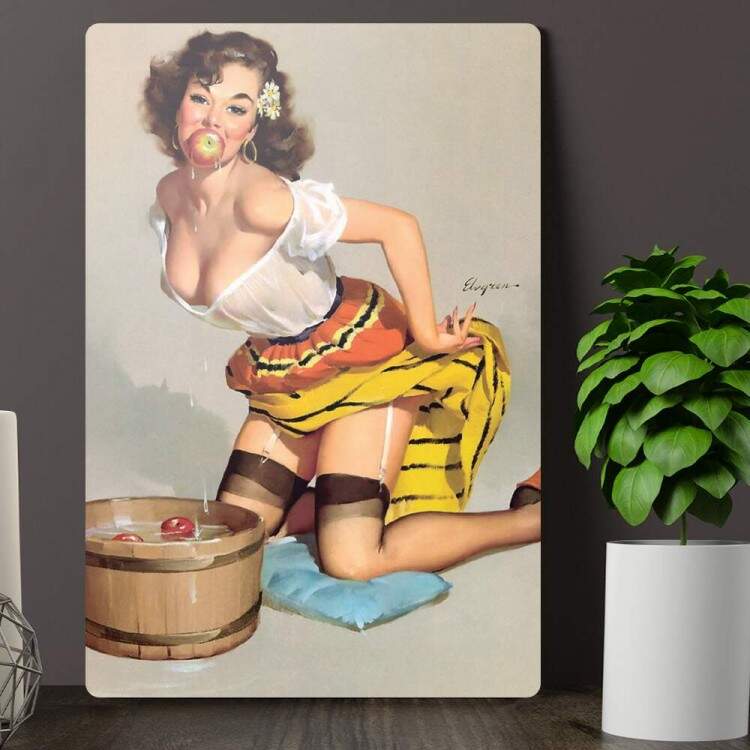 Placa Decorativa Pin-up Comendo Maa