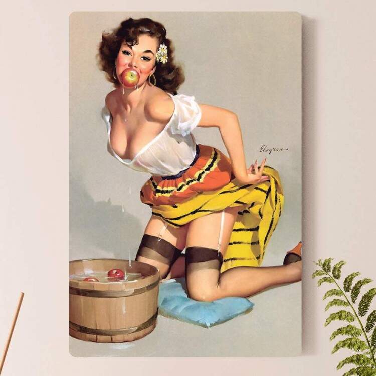 Placa Decorativa Pin-up Comendo Maa