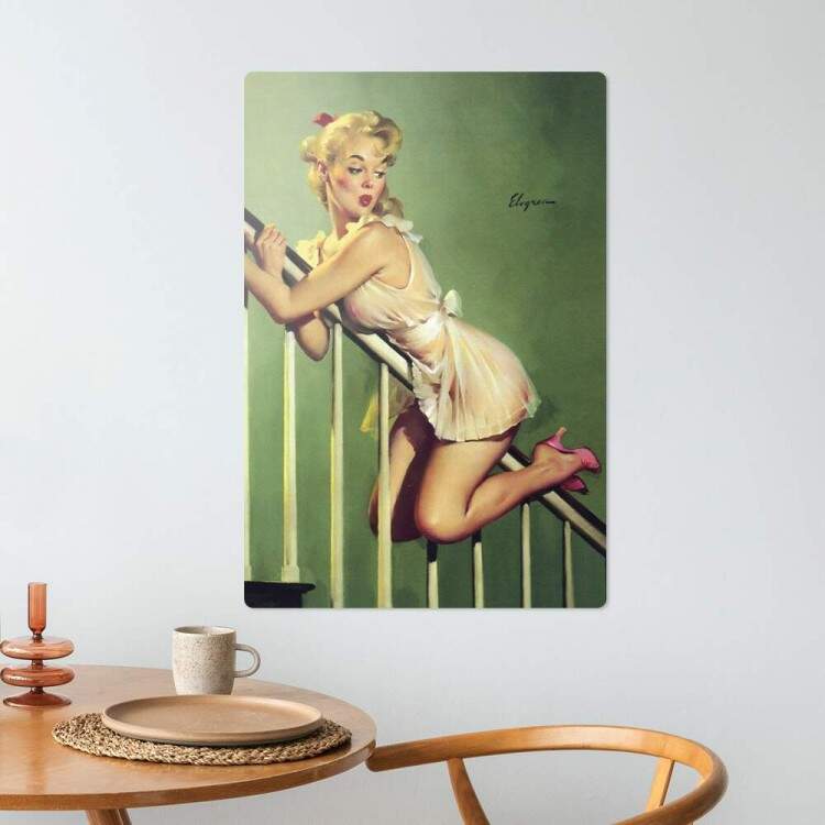 Placa Decorativa Pin-up Descendo a Escada