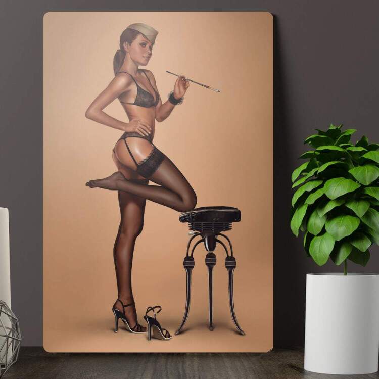 Placa Decorativa Pin-up Pintura