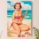 Placa Decorativa Pin-up Praia e M�sica