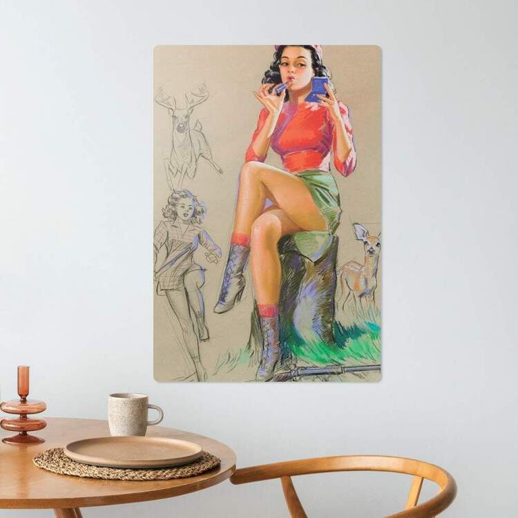 Placa Decorativa Pin-up Se Maquiando