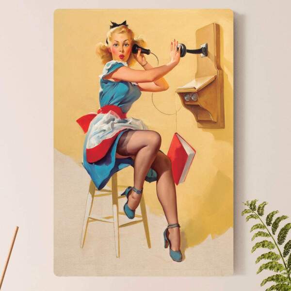 Placa Decorativa Pin-up Telefone