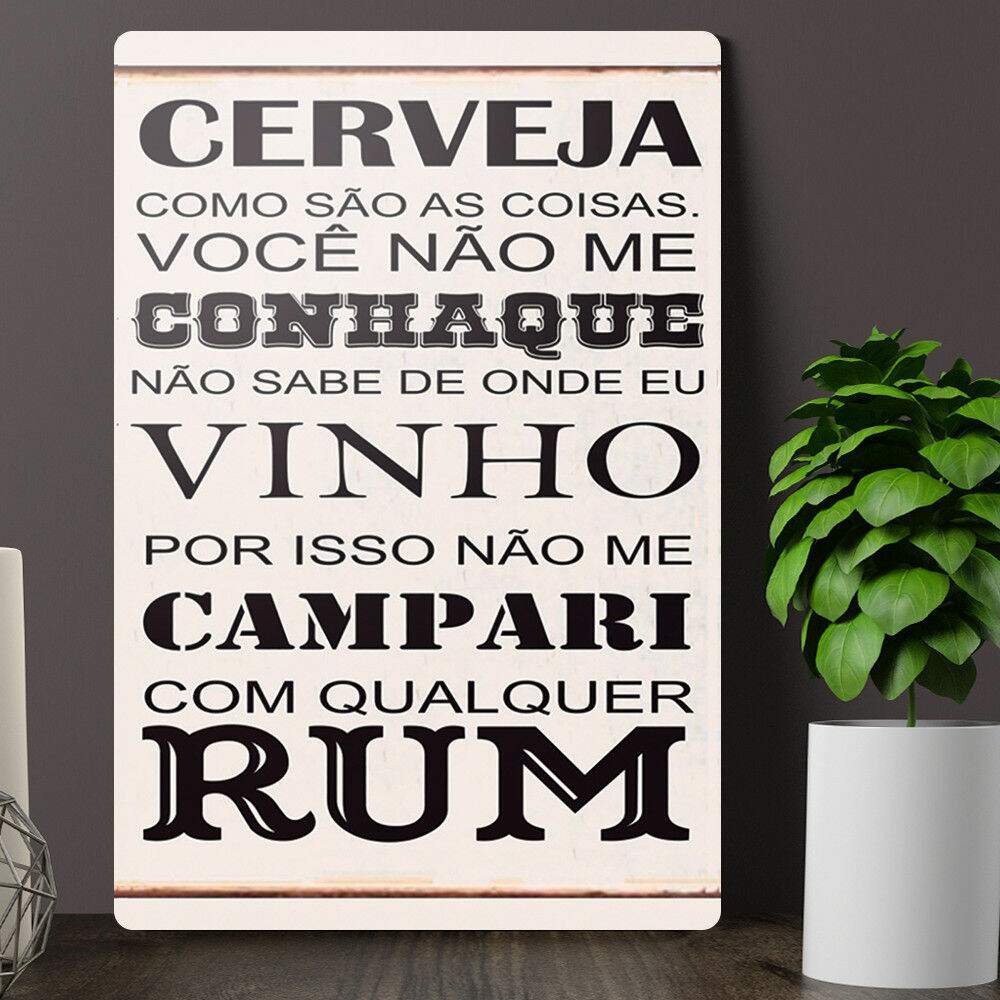 Placa decorativa Bebidas 30 Frase