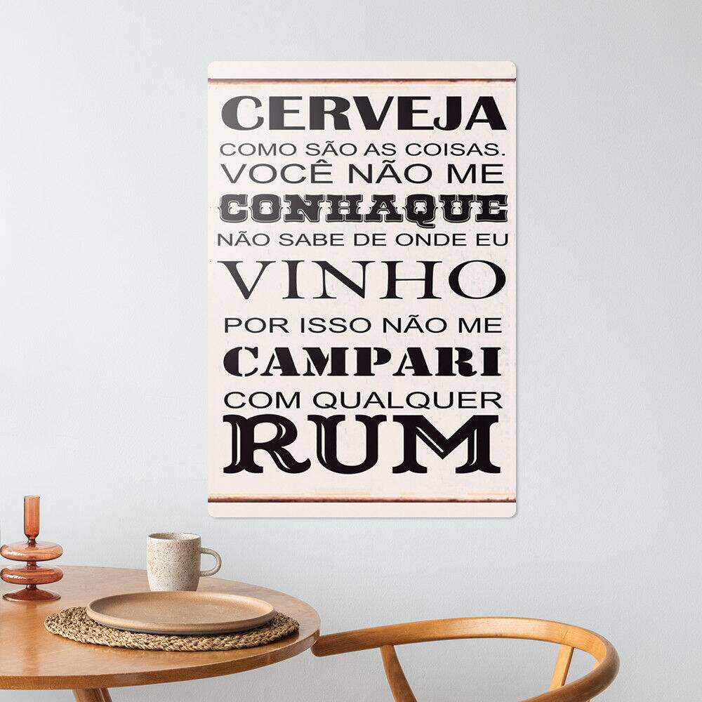 Placa decorativa Bebidas 30 Frase