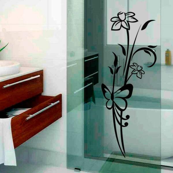 Adesivo para box de banheiro Floral modelo 7