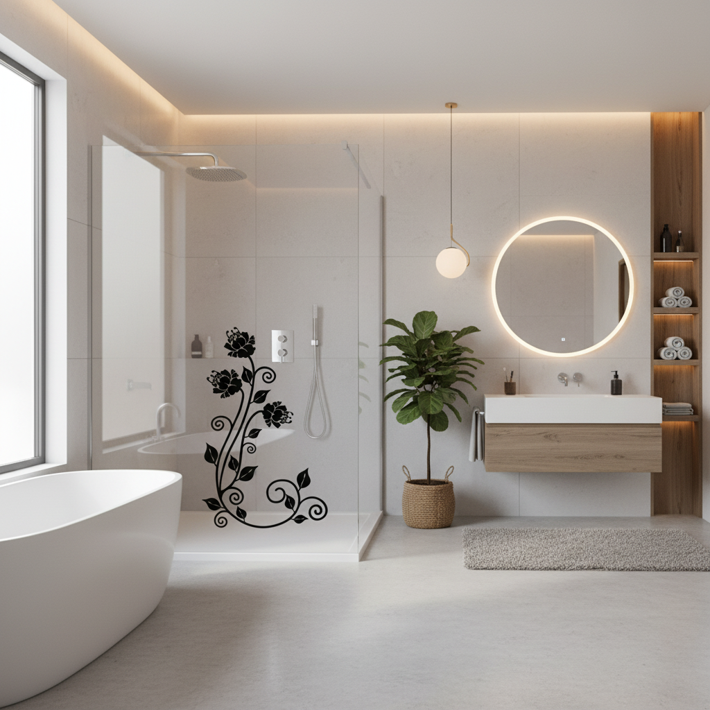 Adesivo para Box Banheiro Floral Arabesco 2