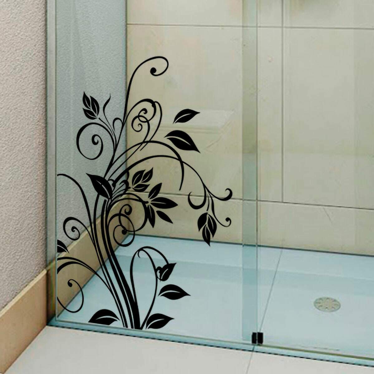 Adesivo para box de banheiro Floral Arabesco