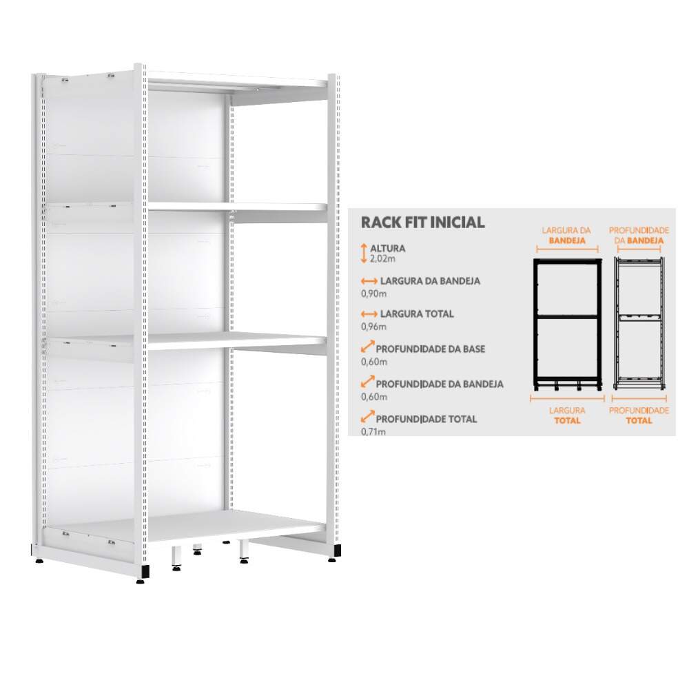 GÔNDOLA RACK PAREDE OU LATERAL 202 FIT INICIAL AMAPÁ 90X60 COR BRANCO