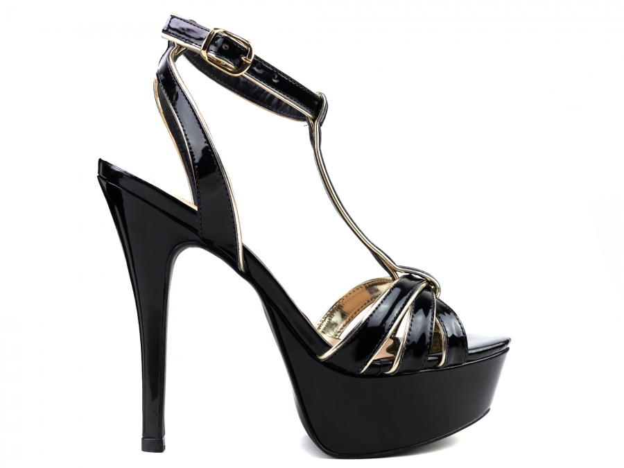 sandalia meia pata preta verniz