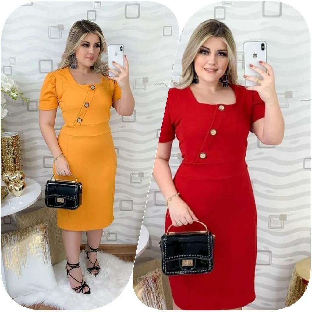 vestido tubinho midi vermelho