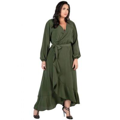 Vestido Plus Size Longo Transpassado