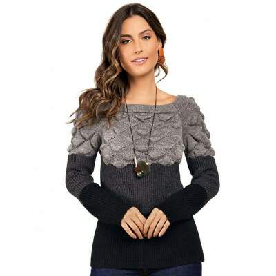 Sueter Tricô Feminino Cinza