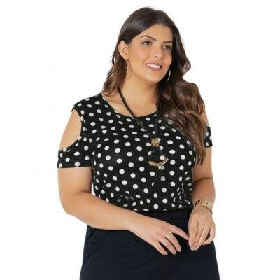 Blusa Feminina Plus Size Poá