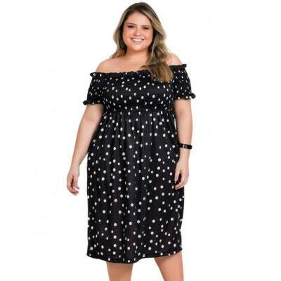 Vestido Plus Size Midi Poá