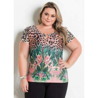 Blusa Feminina Plus Size Floral