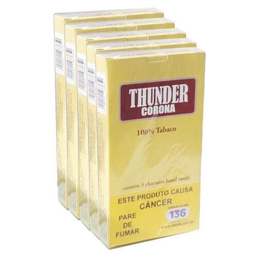Charuto Thunder Corona Tradicional Medium Filler Pacote com 5 Caixas