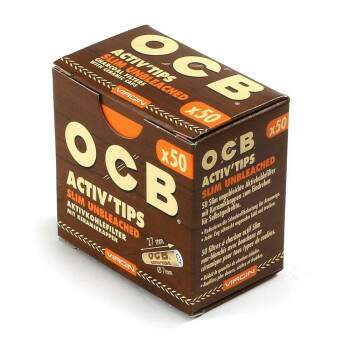 Filtro Ocb Activ Tips Slim Unbleached 7mm caixa com 50