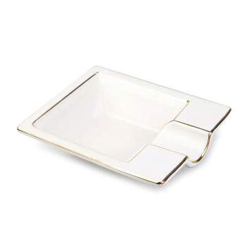 Cinzeiro para Charuto Branco e Dourado Resina para 1 AP 1905-2
