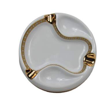 Cinzeiro para Charuto Branco e Dourado Resina para 3 AP 1717w